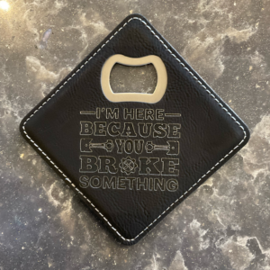 Leatherette bottle opener coaster
